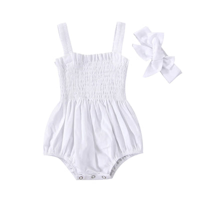Jumpsuit Outfit Solid Color Casual Sleeveless Suspender Jumpsuit Headband