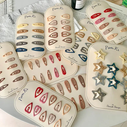 New 10pcs Colorful Star Hair Clips for Baby Girls Glitter Metal Snap BB Clip Hairpin Headwear Infant Kids Hairclip Accessories