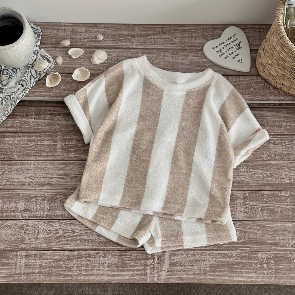 Kids Clothes Children's Striped Suit  Short-sleeved+shorts 2-piece T-shirt Summer Baby Clothes Children Clothing Boys Girls