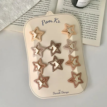 New 10pcs Colorful Star Hair Clips for Baby Girls Glitter Metal Snap BB Clip Hairpin Headwear Infant Kids Hairclip Accessories