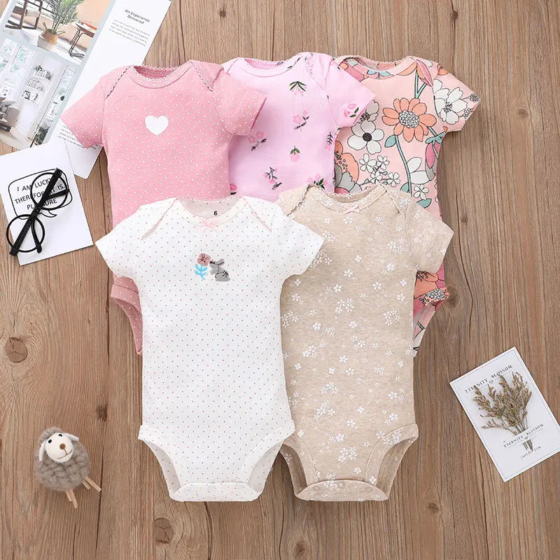 2026 Baby Bodysuit Baby Girl Jumpsuit 5-Pack Summer Toddler Boys Clothes Cotton Cartoon Newborn Ropa Bebe Clothing Costume