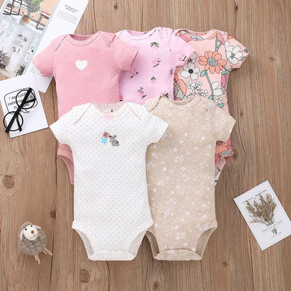 2026 Baby Bodysuit Baby Girl Jumpsuit 5-Pack Summer Toddler Boys Clothes Cotton Cartoon Newborn Ropa Bebe Clothing Costume