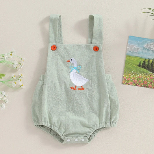 Sleeveless Duck Bodysuit Print Suspender Jumpsuit